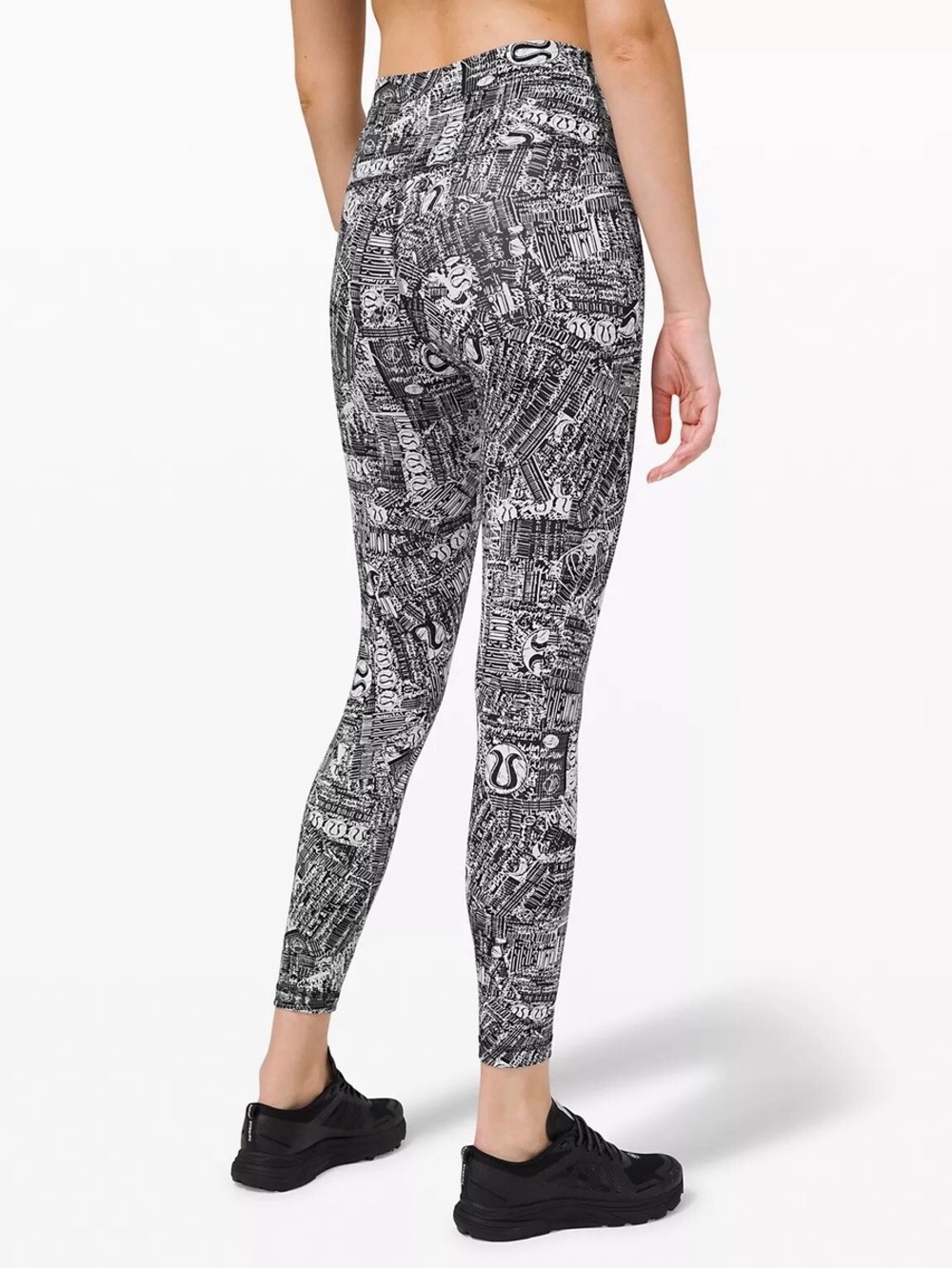lululemon Wunder Train HR Tight 25” Tear It Up Alpine White Black Logo Size 4 - Picture 3 of 14